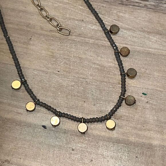 Gold Tone Disc Necklace Women’s Beaded Chain BohoChic Classiccore Statement Piec - Picture 2 of 6